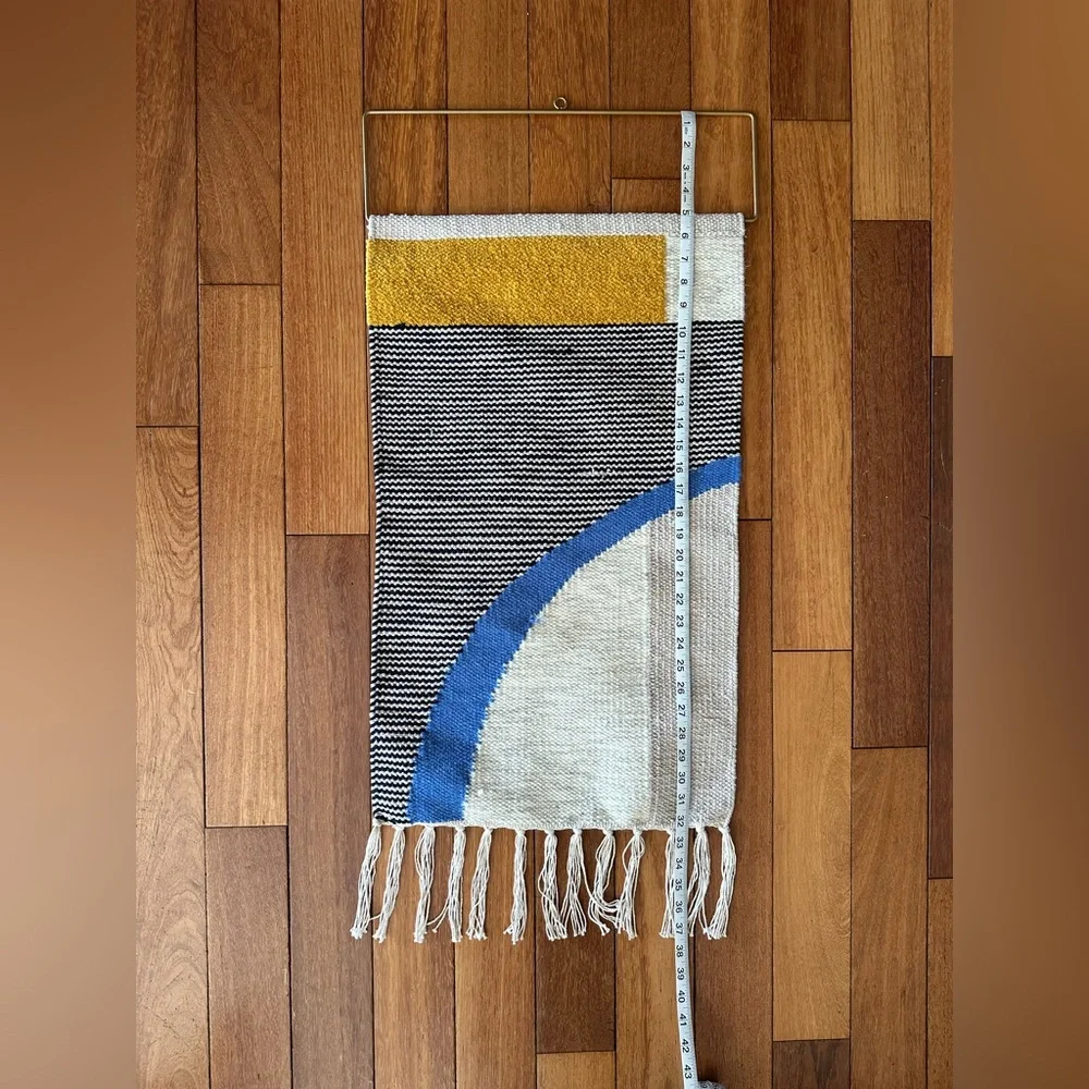 Abstract Woven Wall Hanging with Fringe